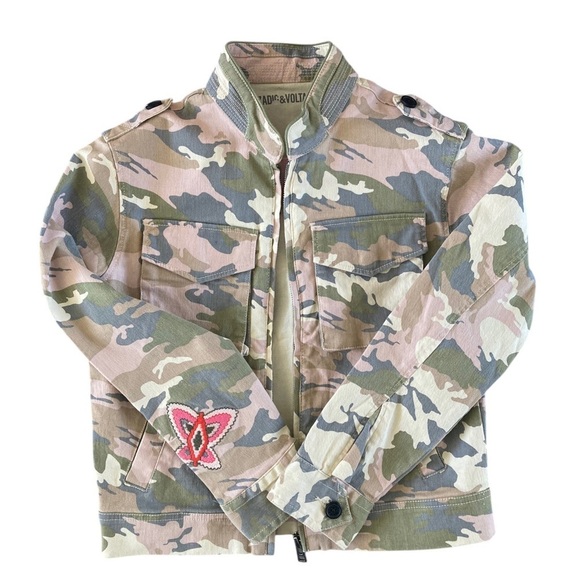 Zadig & Voltaire Charlotte Camo Jacket LOVE Spellout - Picture 3 of 14